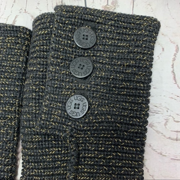 Ugg Cardy Classic Knit Sweater Boots Metallic Gold/Black - Picture 6 of 9